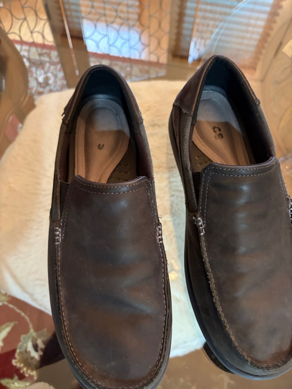 Crocs Men's Slip-On Leather Loafers in Dark Brown